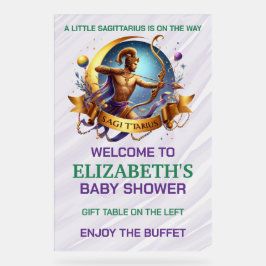 Lavender and Green Sagittarius Zodiac Baby Shower Acryl Bord