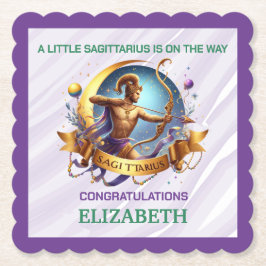 Lavender and Green Sagittarius Zodiac Baby Shower Kartonnen Onderzetters