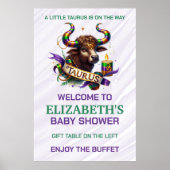 Lavender and Green Taurus Zodiac Baby Shower Poster (Voorkant)