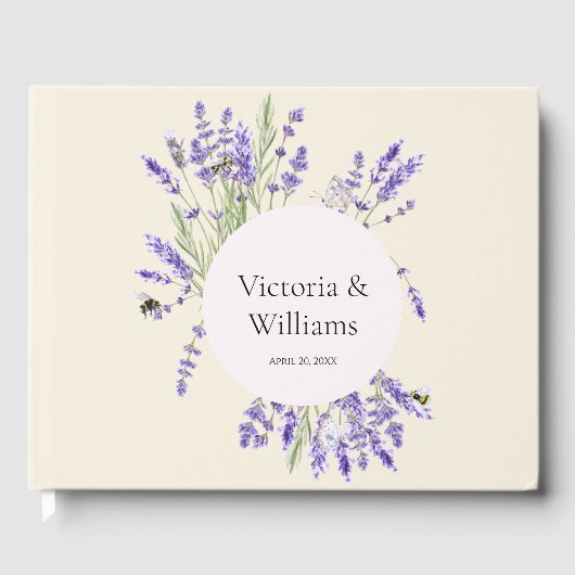 Lavender and Ivory Regency Round Frame Guest Book Gastenboek (Voorkant)