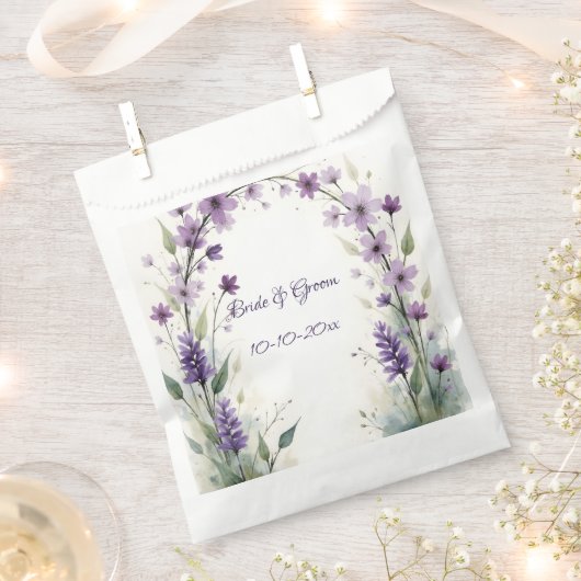 Lavender and Lilac Floral Arch Wedding Favor Bag Bedankzakje (Geknipt)