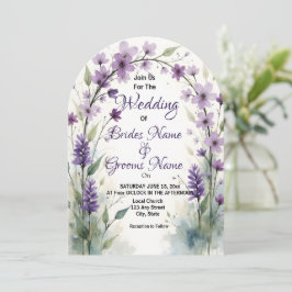 Lavender and Lilac Floral Arch Wedding Kaart