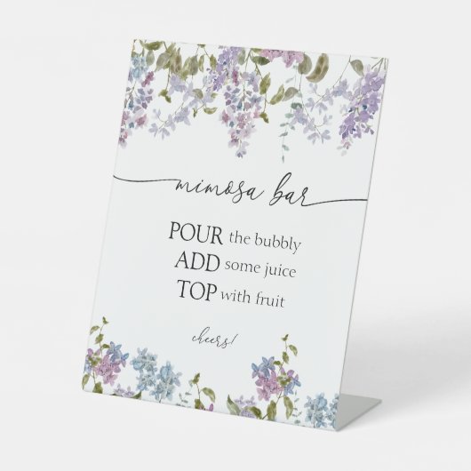 Lavender and Lilacs Mimosa Bar Sign Reclamebord Met Voetstuk (Voorkant)
