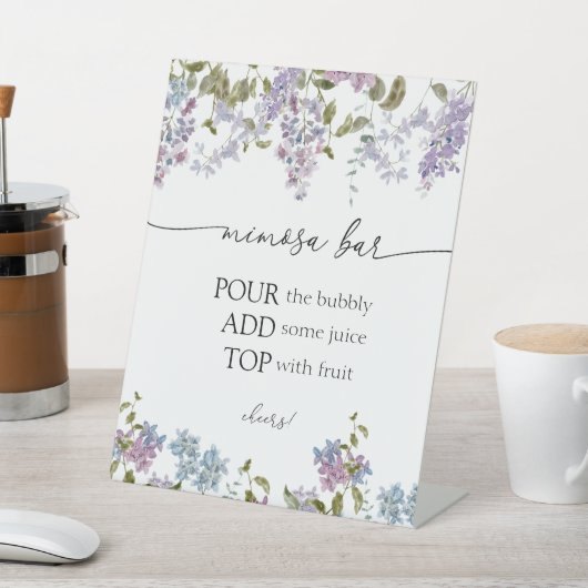 Lavender and Lilacs Mimosa Bar Sign Reclamebord Met Voetstuk (Insitu)