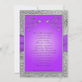 Lavender and Pewter Heart Monogrammed Invitation Kaart (Achterkant)