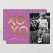 Lavender and Printed Gold XOXO Valentijnsdag Feestdagenkaart (Voorkant / Achterkant)