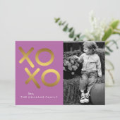 Lavender and Printed Gold XOXO Valentijnsdag Feestdagenkaart (Staand voorkant)