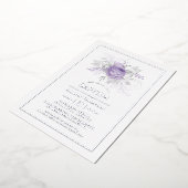Lavender and Silver Floral Baptism Folie Invitatio Folie Uitnodiging (Gedraaid)