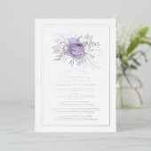 Lavender and Silver Floral Baptism Folie Invitatio Folie Uitnodiging (Staand Voorkant)