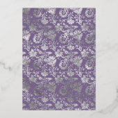 Lavender and Silver Floral Baptism Folie Invitatio Folie Uitnodiging (Achterkant)