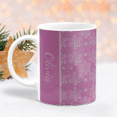 Lavender and Silver Snowflakes Christmas Mug Koffiemok