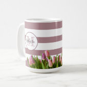 Lavender and Tulip Monogrammed Personalized Koffiemok (Voorkant links)