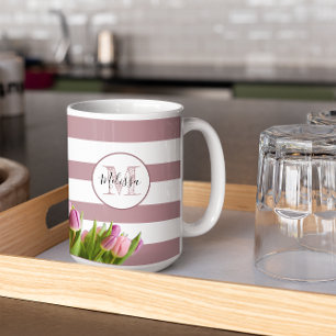 Lavender and Tulip Monogrammed Personalized Koffiemok