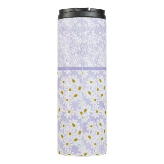 Lavender and White Daisies and Lavender Lace Thermosbeker (Achterkant)