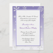 Lavender and White Snowflake Wedding Invitation Kaart (Voorkant / Achterkant)