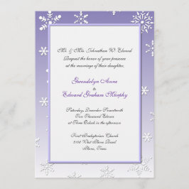Lavender and White Snowflake Wedding Invitation Kaart