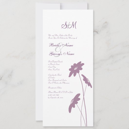 Lavender and White Wildflower Wedding Invitation Kaart (Voorkant)