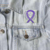 Lavender Angel Awareness Ribbon Pin Buttonnen Vierkante Button 5,1 Cm (In situ)