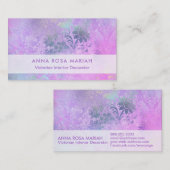 *~* Lavender  Antiek Aged Blue Pink Damask Visitekaartje (Voorkant / Achterkant)