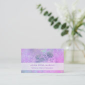 *~* Lavender  Antiek Aged Blue Pink Damask Visitekaartje (Staand voorkant)