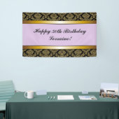 Lavender Any Age Gold Damask Birthday Banner (Beurs)