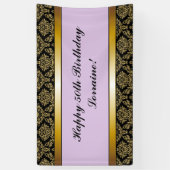 Lavender Any Age Gold Damask Birthday Banner (Verticaal)