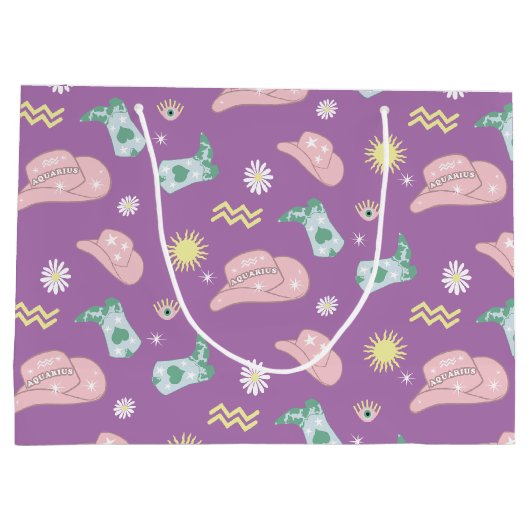 Lavender Aquarius Zodiac Pattern Aesthetic Groot Cadeauzakje (Achterkant)