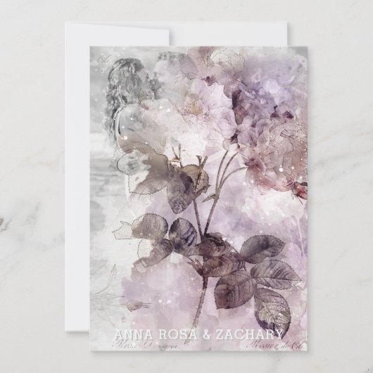 *~* Lavender AR26 QR RSVP PHOTO Vintage - Wedding Kaart (Voorkant)