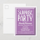 Lavender Art Deco Birthday Surprise Party Uitnodiging Briefkaart (Voorkant / Achterkant)
