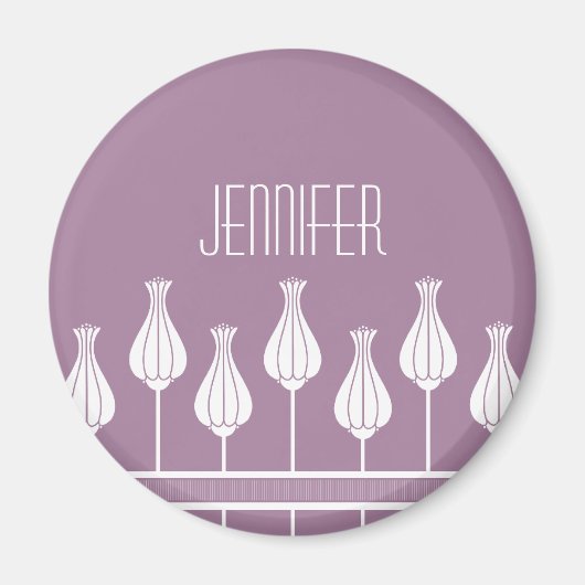 Lavender Art Deco Floral Magnet (Voorkant)