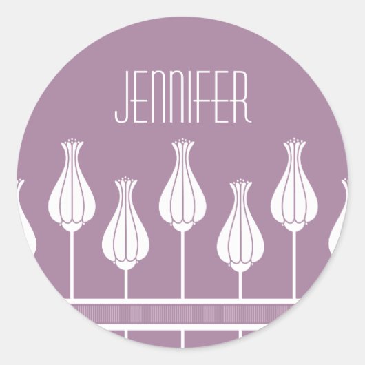 Lavender Art Deco Floral Stickers (Voorkant)