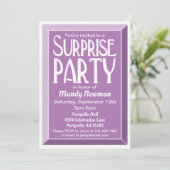 Lavender Art Deco Foto Birthday Surprise Party Kaart (Staand voorkant)