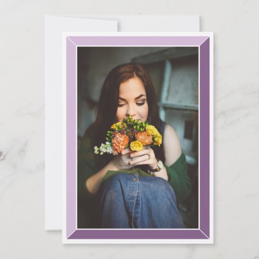 Lavender Art Deco Foto Birthday Surprise Party Kaart (Achterkant)