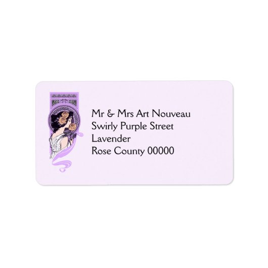 Lavender art nouveau address label (Voorkant)