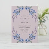 Lavender Art Nouveau Bloei Bruiloft Kaart (Staand voorkant)