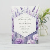 Lavender Artistic Meadow Wedding Kaart (Staand voorkant)
