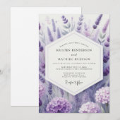 Lavender Artistic Meadow Wedding Kaart (Voorkant / Achterkant)