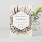 Lavender Artistic Wildflower Wedding Kaart (Staand voorkant)