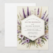 Lavender Artistic Wildflower Wedding Kaart (Voorkant / Achterkant)