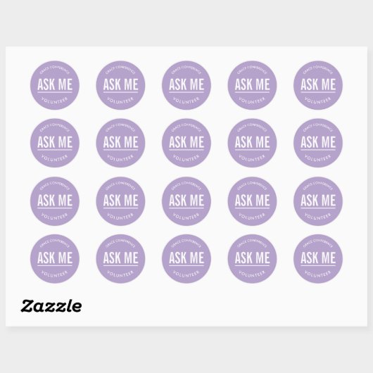 Lavender ask me volunteer stickers (Vel)