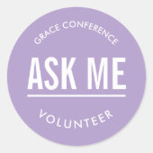 Lavender ask me volunteer stickers (Voorkant)