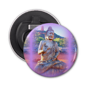 lavender aura buddha button flesopener