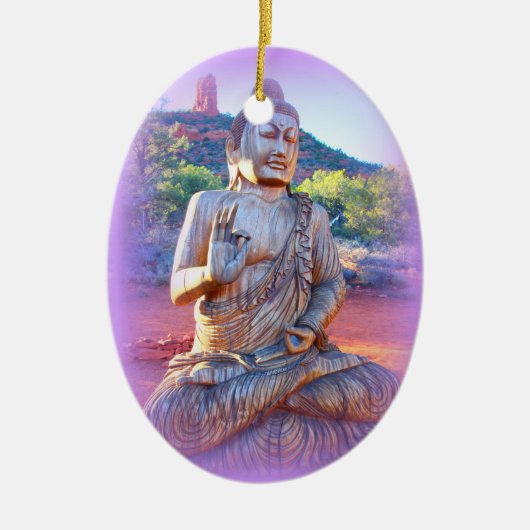 lavender aura buddha keramisch ornament (Voorkant)