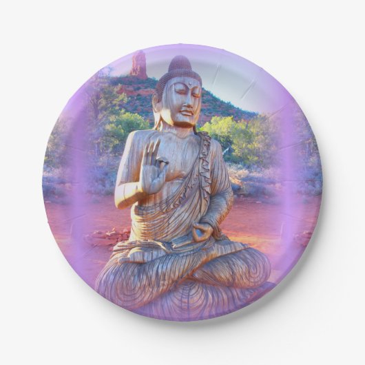 lavender aura buddha papieren bordje (Voorkant)