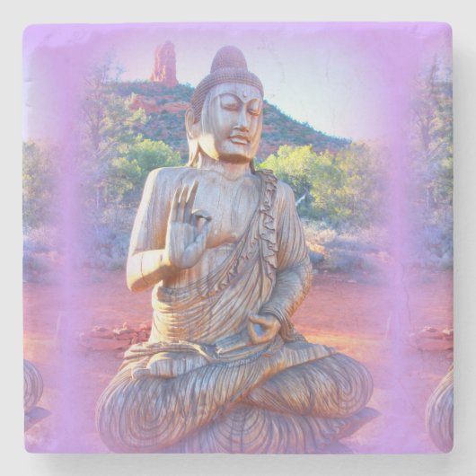 lavender aura buddha stenen onderzetter (Voorkant)