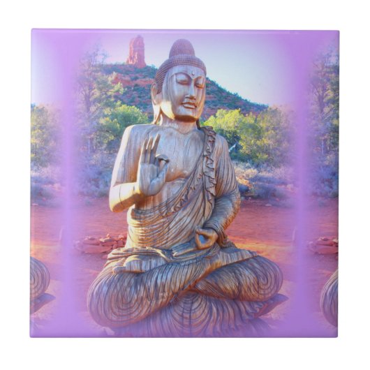 lavender aura buddha tegeltje (Voorkant)