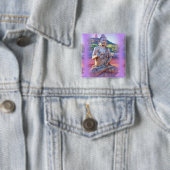 lavender aura buddha vierkante button 5,1 cm (In situ)