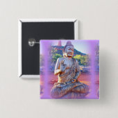 lavender aura buddha vierkante button 5,1 cm (Voorkant /achterkant)
