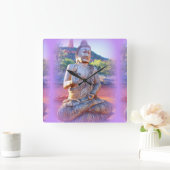 lavender aura buddha vierkante klok (Huis)