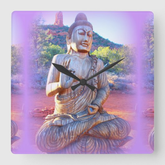 lavender aura buddha vierkante klok (Voorkant)